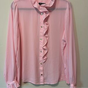 Lightweight pink J Crew ruffle blouse